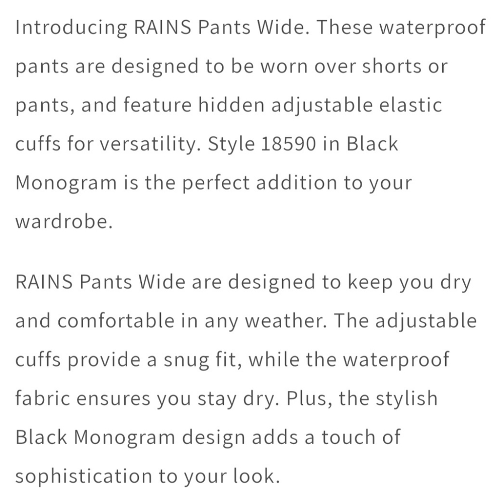 NWT Rains Monogram Pants - Picture 7 of 7